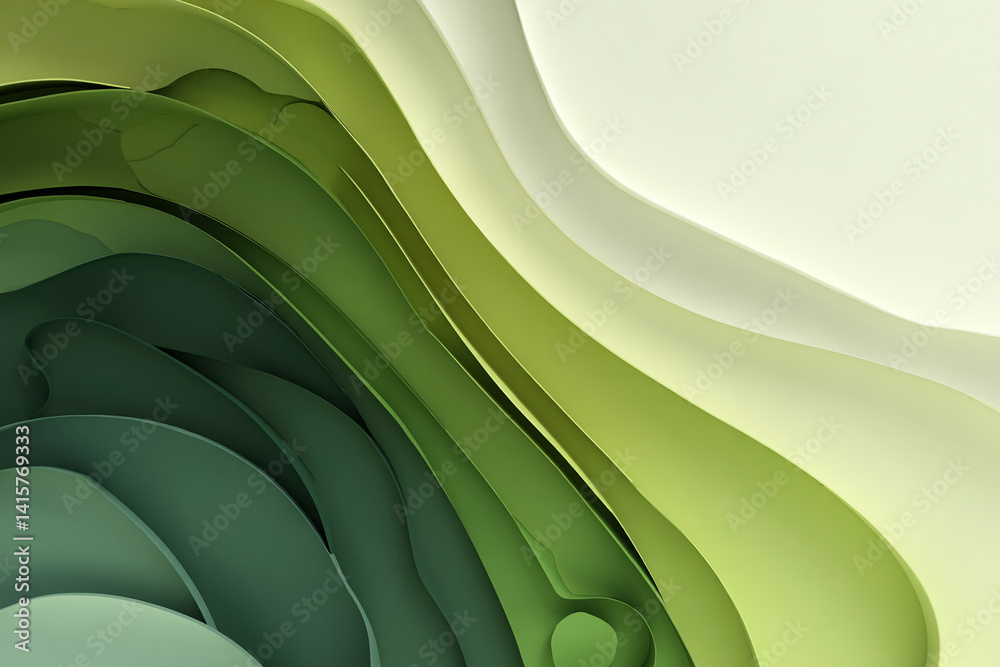 Aufkleber abstract green and white layered curves create a dynamic, flowing design, showcasing a modern and el