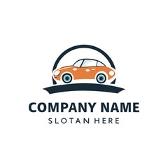Orange car logo with a dark navy arch