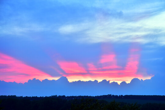 Blue sky clouds sunset red sky sunlight