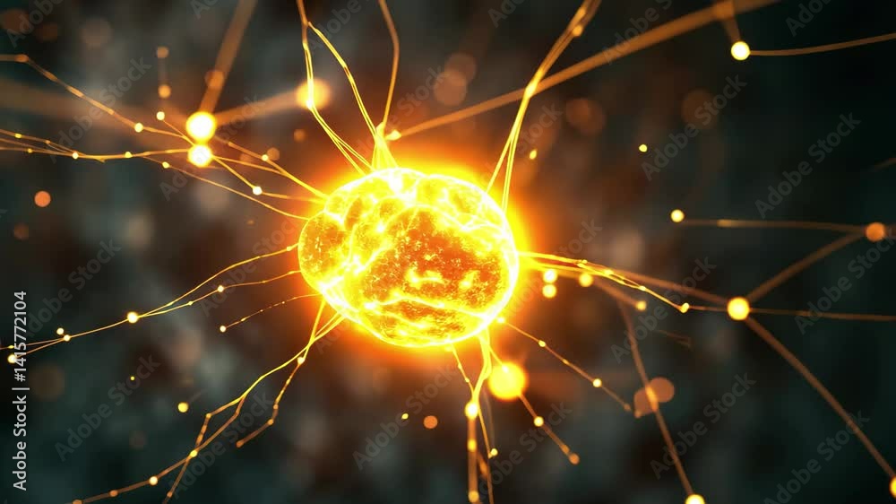 Leinwandbilder exploring the mesmerizing glow of neural networks and artificial intelligence in a cyber landscape, 