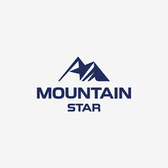 Mountain logo design combination with star template illustration
