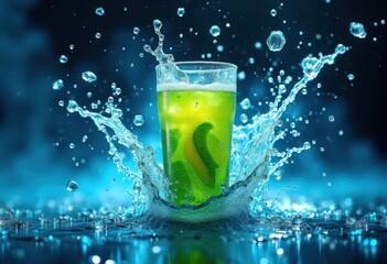 high energy drink splash dynamic freeze frame colorful energy boost refreshing beverage action shot, input, citrus, fizz, motion, liquid, cool, sports