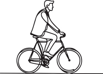 Obraz premium Businessman Riding Bicycle Drawing