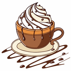 Mocha Coffee with Chocolate Topping – Colorful Café Scene Element