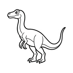 Black and White Illustration of a Dinosaur for Educational Use