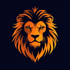 Obraz premium Dynamic and modern abstract logo of a lion head featuring vibrant colors and sleek lines, symbolizing strength and majesty in design aesthetics