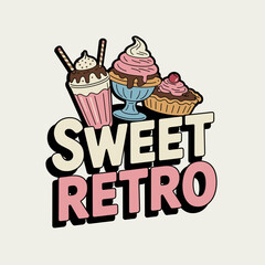 Sweet Retro Dessert Bar Sign Illustration