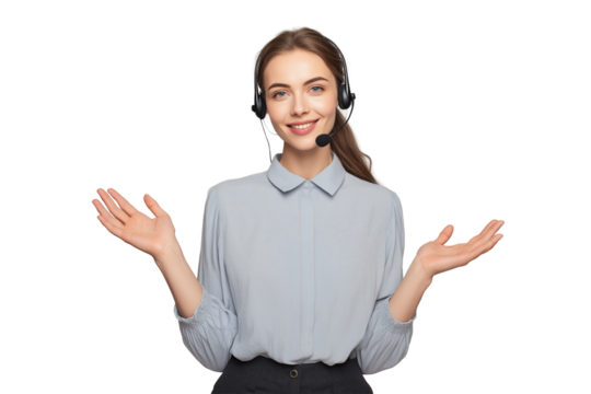 Freundliche Callcenter-Mitarbeiterin mit Headset PNG mit transparentem Hintergrund