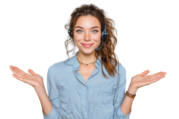 Freundliche Callcenter-Mitarbeiterin mit Headset PNG mit transparentem Hintergrund

