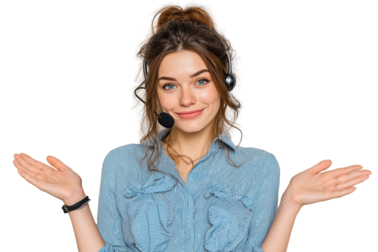Freundliche Callcenter-Mitarbeiterin mit Headset PNG mit transparentem Hintergrund


