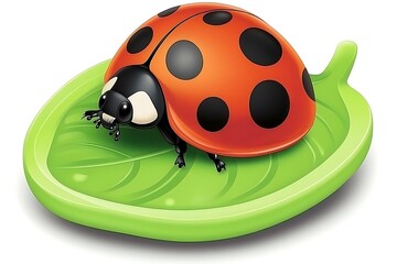 Fototapeta premium ladybug on a leaf, close up shot, vibrant colors,