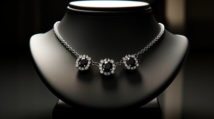 Necklace with black gems on mannequin