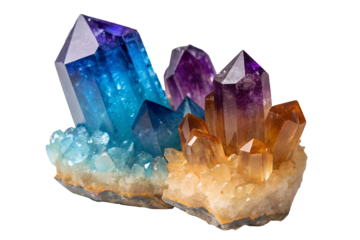 Colorful Quartz Crystal Cluster