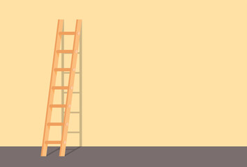 Wooden and metal ladders. Climbing to a height. Construction and household ladders. Vector illustration