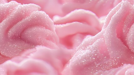 Close-up of soft, pink, frosted dessert, showcasing textured peaks and glistening sugar, perfect for seasonal treats and dessert imagery.
