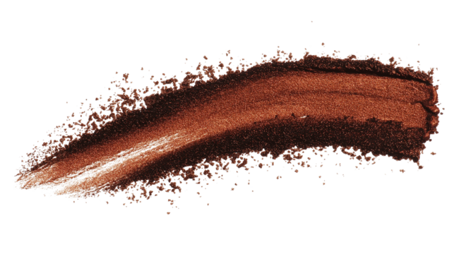 Soft coral blush powder mark with gradient blend and flying dust, high-resolution, PNG on white