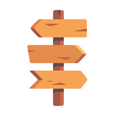 Cartoon wooden sign board art vector illustration. Cartoon game arrow, board and panel. rustic announcement signs.