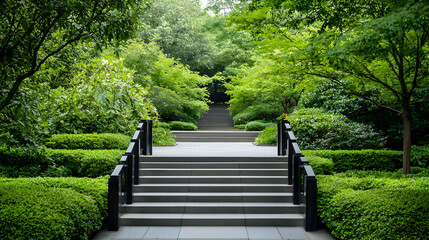 Serene Stone Steps Through Lush Garden