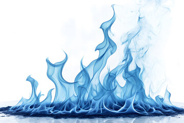 Abstract Blue Flames and Watercolor Background