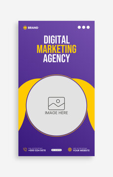 Digital marketing agency social media instagram stories or vertical banner template.
