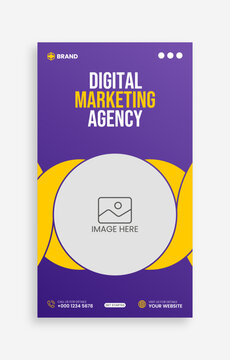 Digital marketing agency social media instagram stories or vertical banner template.