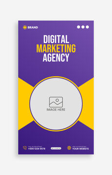 Digital marketing agency social media instagram stories or vertical banner template.