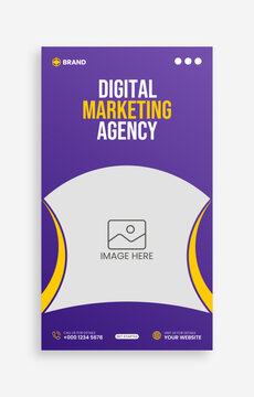 Digital marketing agency social media instagram stories or vertical banner template.
