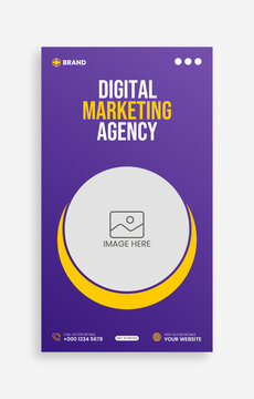Digital marketing agency social media instagram stories or vertical banner template.