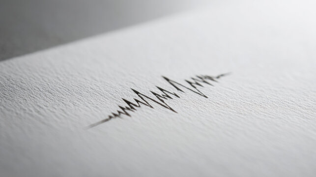Seismograph needle tracing seismic wave patterns on textured paper, capturing earth's geological vibrations and scientific measurement