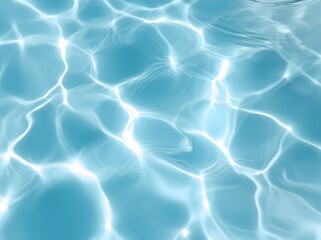 A blurred water ripple texture is set against a white background, with sunlight casting a shadow of water, suitable for use as a mockup in product, spa, or travel backgrounds, or as a marble-inspired