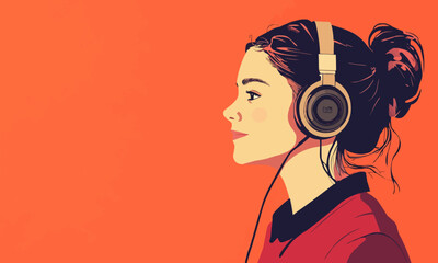 Obraz premium Customer service and professional support are illustrated by a young woman wearing a headset.