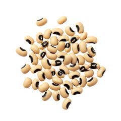 A vibrant scatter of creamy beige black-eyed peas, a nutritious and flavorful staple food, showcasing their natural beauty against a pure white background.