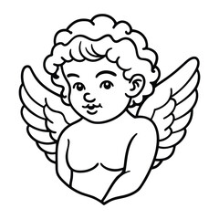Adorable Cupid Angel Illustration Holding a Heart Arrow with Wings