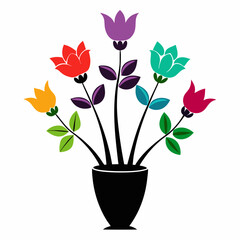 flowers-in a-vase-6-set-silhouette-on-a-white-background