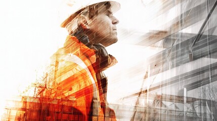 Construction Worker in Safety Gear at Outdoor Job Site