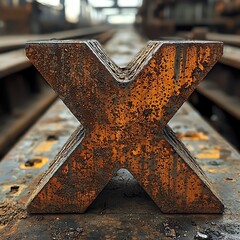 Industrial strength riveted x beam artwork high resolution image