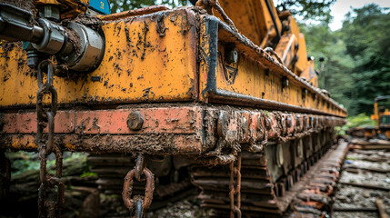 Rusty Orange Construction Equipment Detail