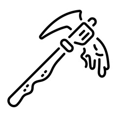 A line style icon of a bloody scythe 