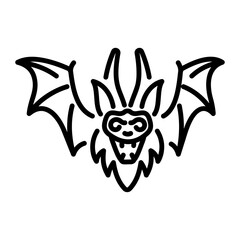 A line style icon of a gothic bat 