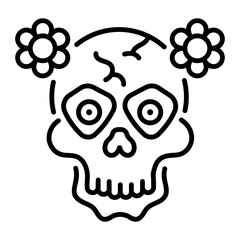 Death gothic skull icon in line style 