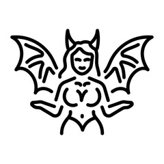 A line style icon showing a succubus creature 