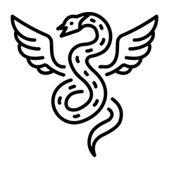 A winged serpent icon in line style 
