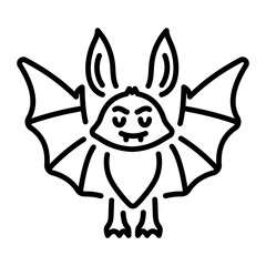 A line style icon depicting an evil bat 