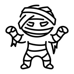 A haunted mummy icon in linear style 
