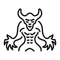 A scary demon creature icon in line style 