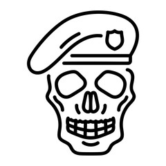 A linear style icon of a gothic beret 