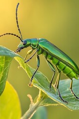 Fototapeta premium beetle crawling on a leaf