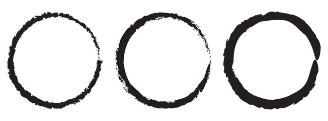 Creative vector illustration of hand drawning circle line sketch set isolated on a white background.  Circle Brush Stroke. Grunge circles brush set. Black grunge circle frames.