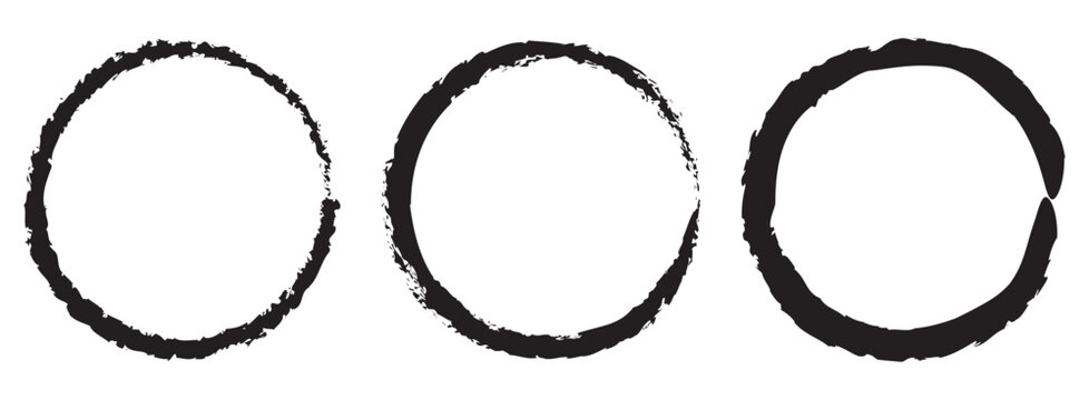 Creative vector illustration of hand drawning circle line sketch set isolated on a white background.  Circle Brush Stroke. Grunge circles brush set. Black grunge circle frames.