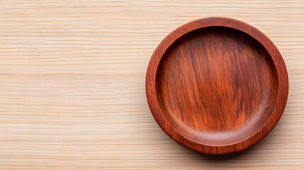 Empty Wooden Plate On Light Brown Wooden Table